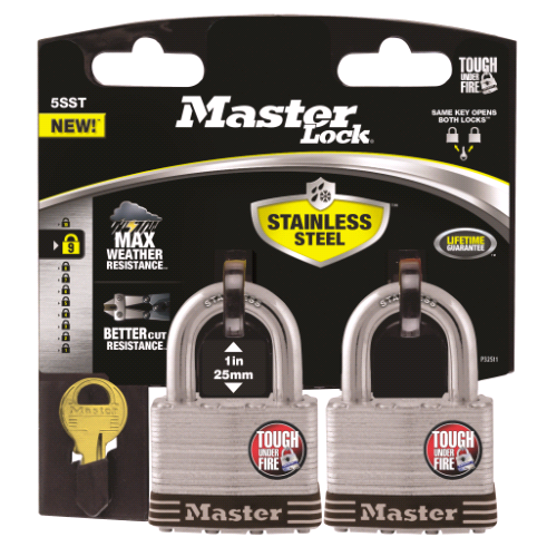 Master Lock 51mm Laminated Stainless Steel Padlock 2 Pack - 5SSTAU