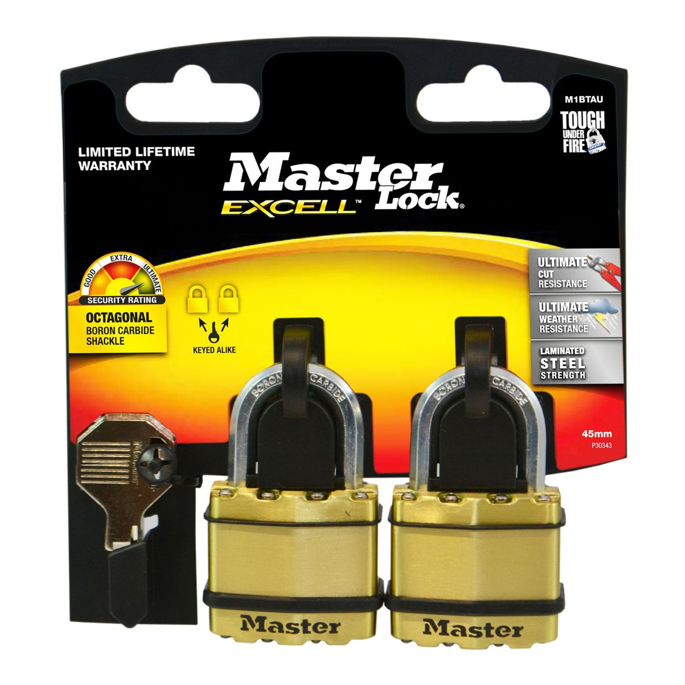 Master Lock Excell Laminated Steel Padlock 45mm - 2 Pack M1BTAU