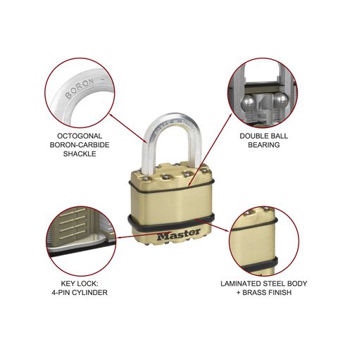 Master Lock Laminated Steel Excell Padlock 50mm - M5BDAU