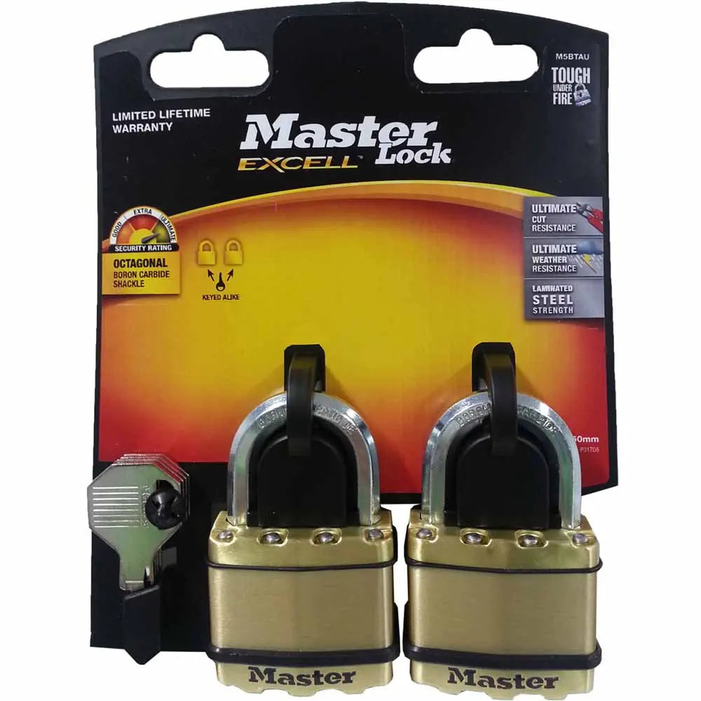 MASTER LOCK 50MM EXCELL LAMINATED PADLOCK - 2 PACK M5BTAU