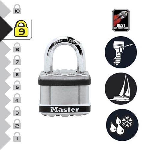 Master Lock 51mm Excell Stainless Steel Laminated Padlock - M5EURDSTS